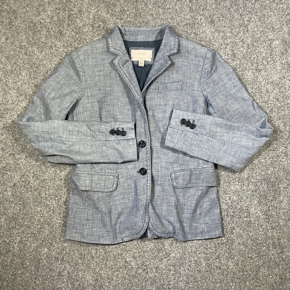 J. Crew Schoolboy Blazer Women's  Size 00 Blue Cotton Maritime Sailor Academia
